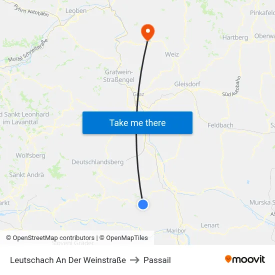 Leutschach An Der Weinstraße to Passail map