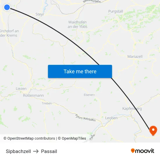 Sipbachzell to Passail map