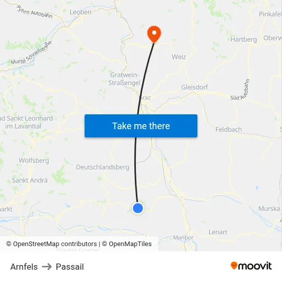 Arnfels to Passail map