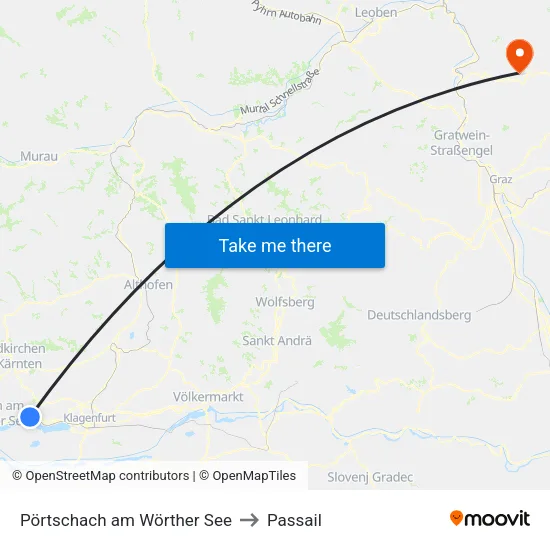 Pörtschach am Wörther See to Passail map