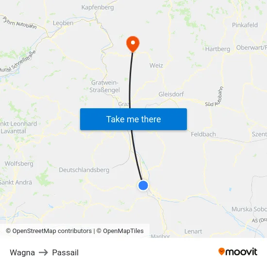 Wagna to Passail map