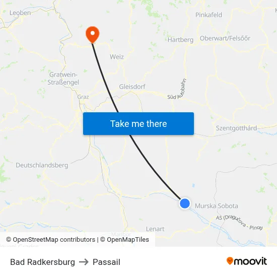 Bad Radkersburg to Passail map