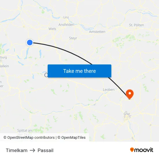 Timelkam to Passail map