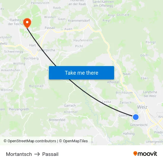Mortantsch to Passail map