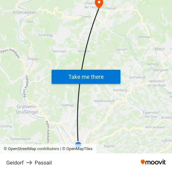 Geidorf to Passail map
