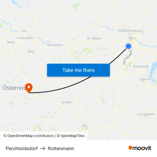 Perchtoldsdorf to Rottenmann map