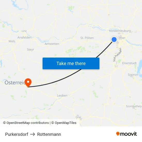 Purkersdorf to Rottenmann map