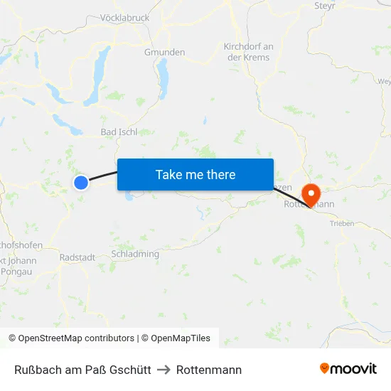 Rußbach am Paß Gschütt to Rottenmann map