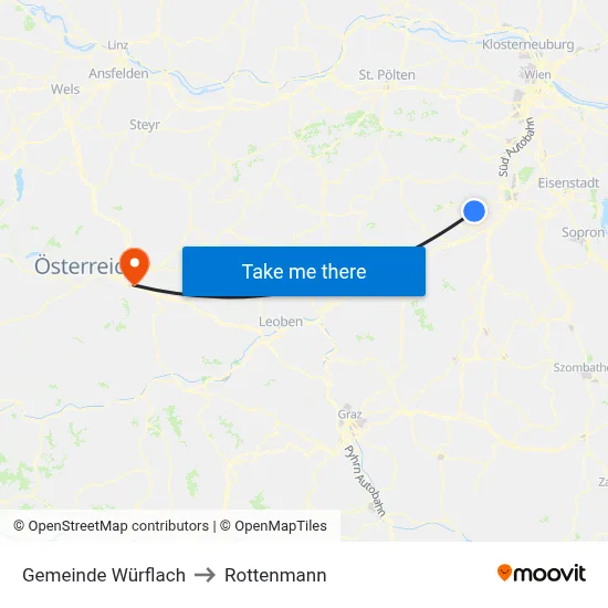 Gemeinde Würflach to Rottenmann map