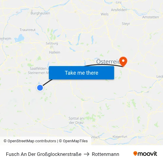 Fusch An Der Großglocknerstraße to Rottenmann map