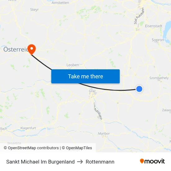 Sankt Michael Im Burgenland to Rottenmann map