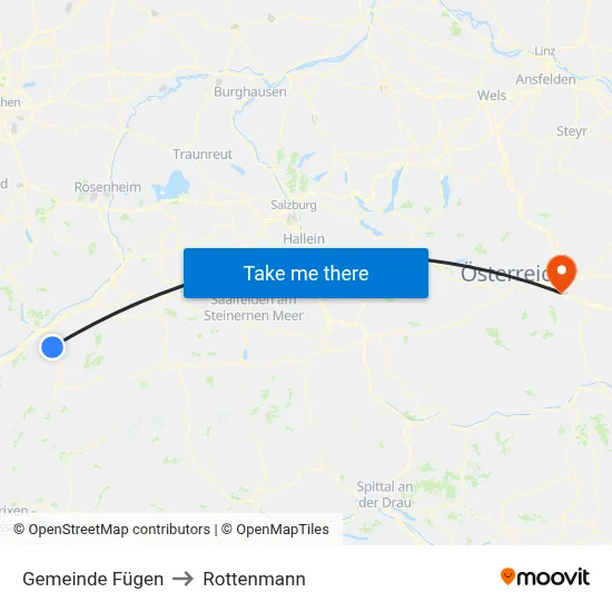 Gemeinde Fügen to Rottenmann map