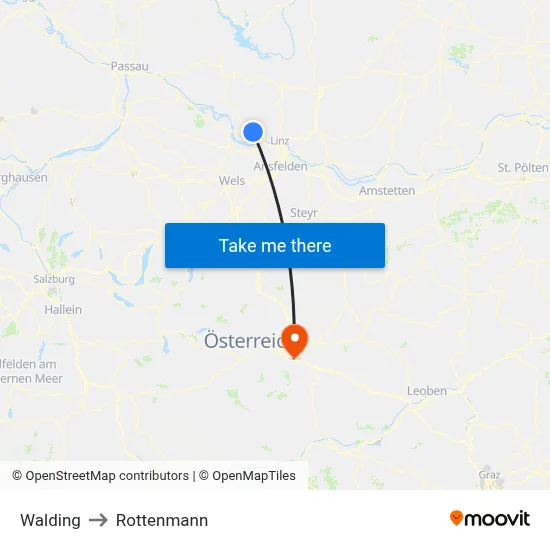 Walding to Rottenmann map
