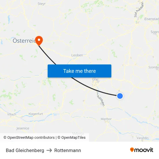 Bad Gleichenberg to Rottenmann map