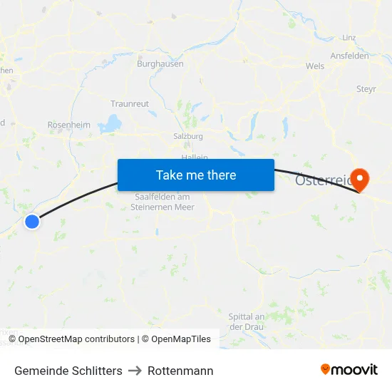 Gemeinde Schlitters to Rottenmann map