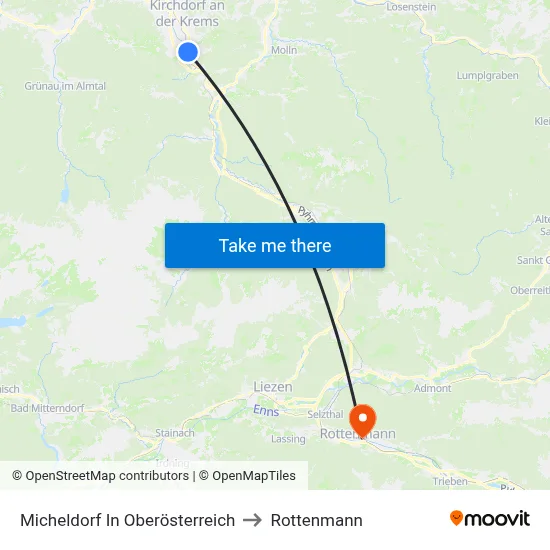 Micheldorf In Oberösterreich to Rottenmann map