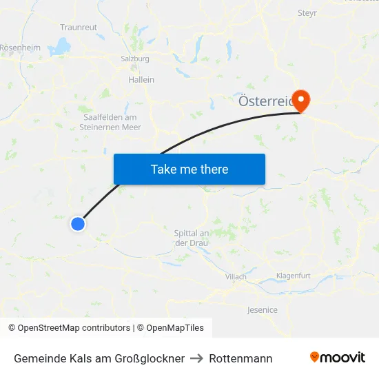 Gemeinde Kals am Großglockner to Rottenmann map