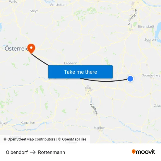 Olbendorf to Rottenmann map