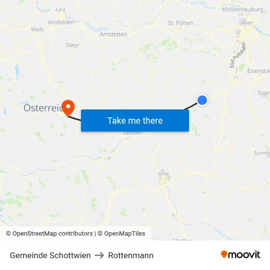 Gemeinde Schottwien to Rottenmann map