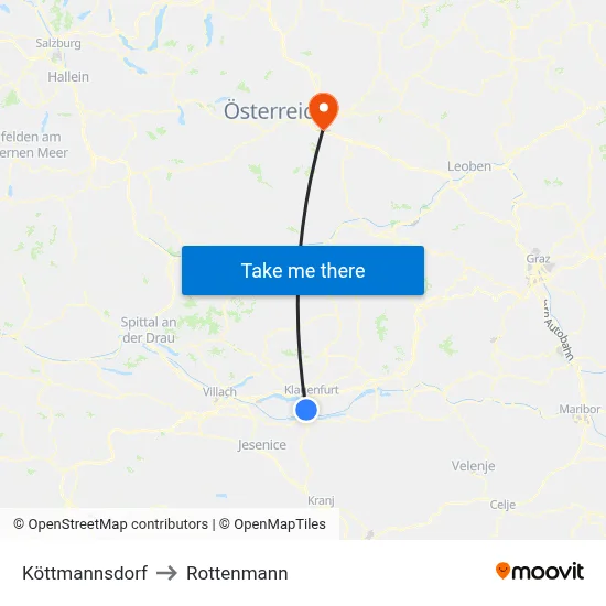 Köttmannsdorf to Rottenmann map