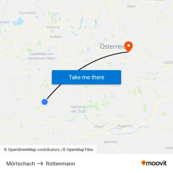 Mörtschach to Rottenmann map