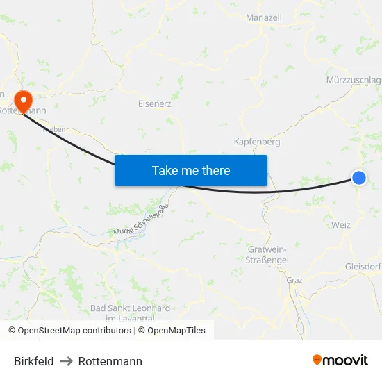 Birkfeld to Rottenmann map