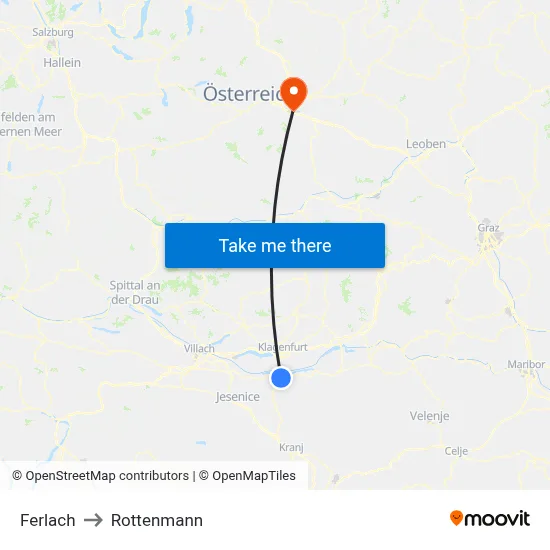 Ferlach to Rottenmann map