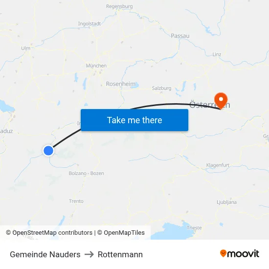 Gemeinde Nauders to Rottenmann map