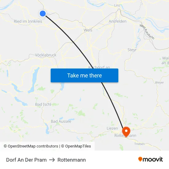 Dorf An Der Pram to Rottenmann map