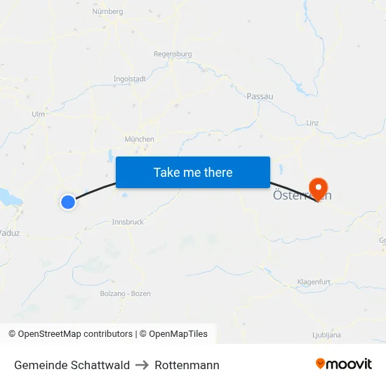 Gemeinde Schattwald to Rottenmann map