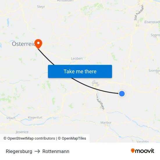 Riegersburg to Rottenmann map