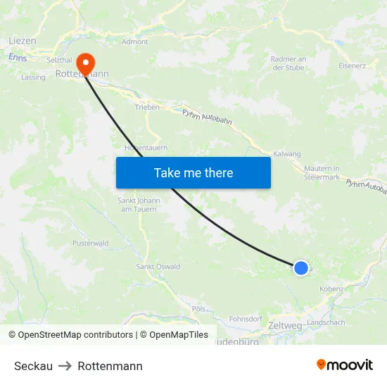 Seckau to Rottenmann map