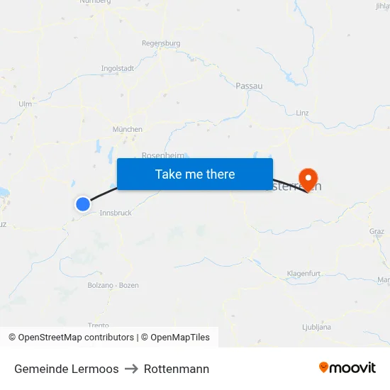 Gemeinde Lermoos to Rottenmann map