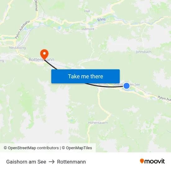 Gaishorn am See to Rottenmann map