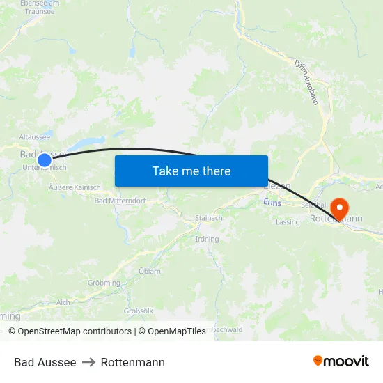 Bad Aussee to Rottenmann map