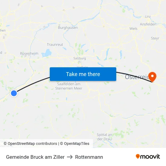 Gemeinde Bruck am Ziller to Rottenmann map