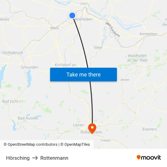 Hörsching to Rottenmann map