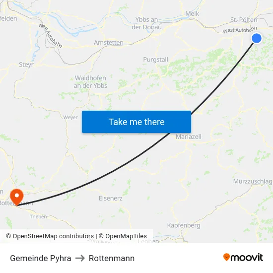 Gemeinde Pyhra to Rottenmann map