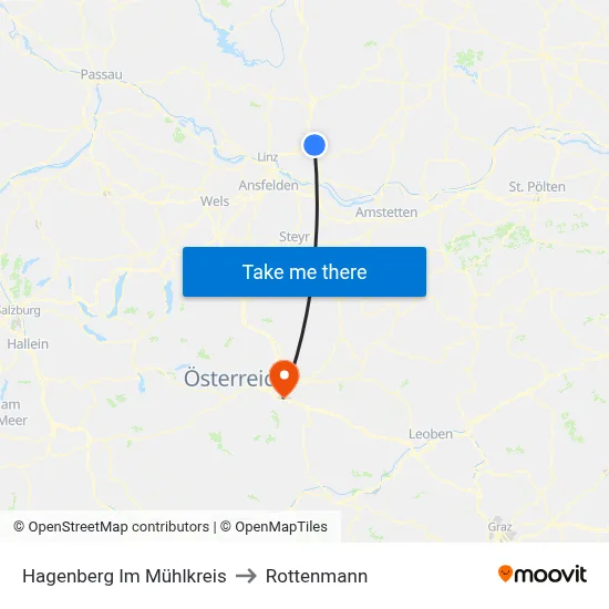 Hagenberg Im Mühlkreis to Rottenmann map