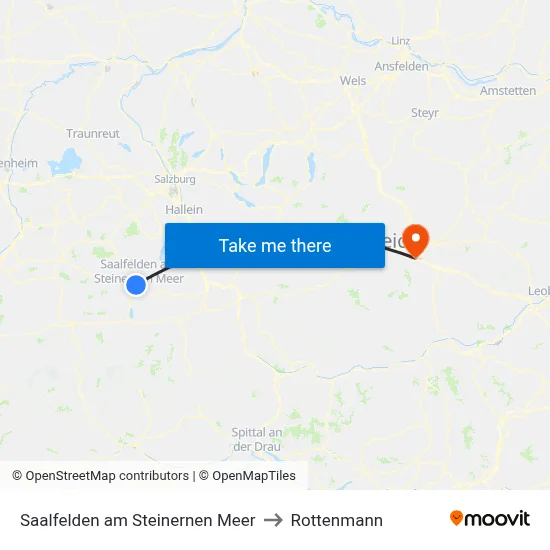 Saalfelden am Steinernen Meer to Rottenmann map