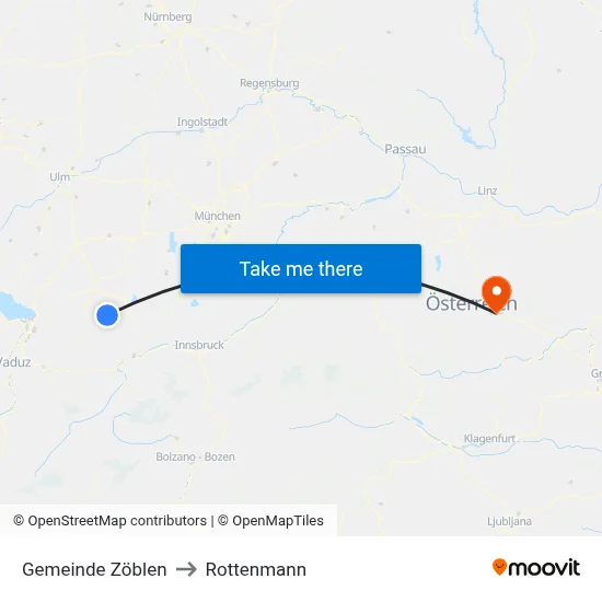 Gemeinde Zöblen to Rottenmann map