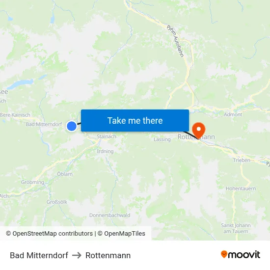 Bad Mitterndorf to Rottenmann map