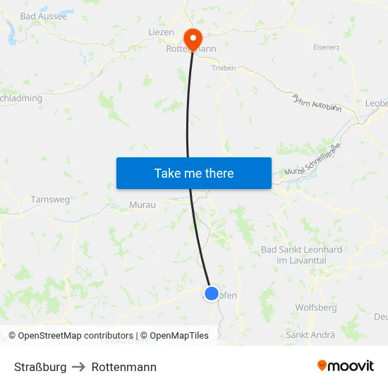Straßburg to Rottenmann map