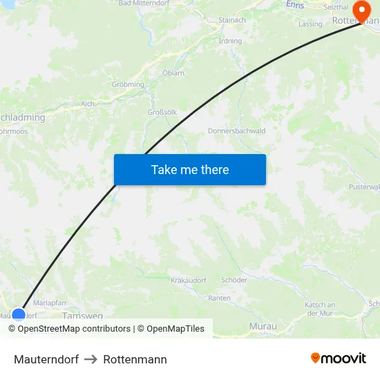 Mauterndorf to Rottenmann map