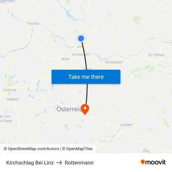 Kirchschlag Bei Linz to Rottenmann map