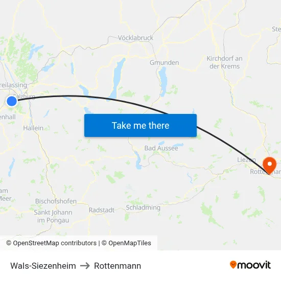 Wals-Siezenheim to Rottenmann map
