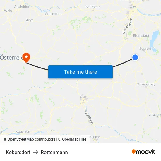 Kobersdorf to Rottenmann map