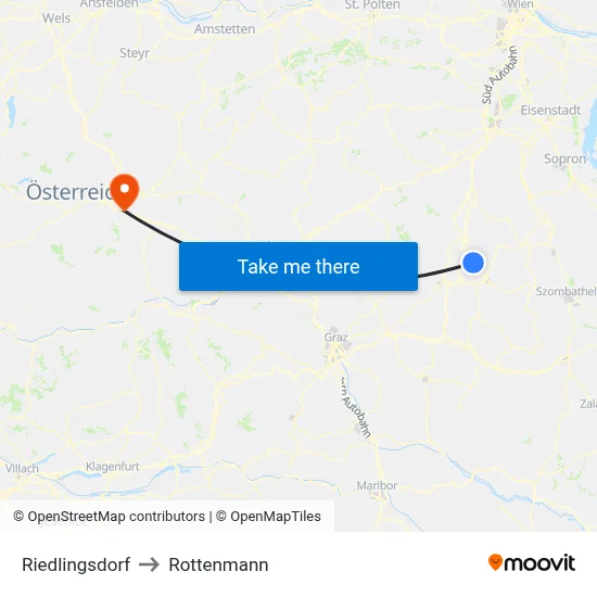 Riedlingsdorf to Rottenmann map