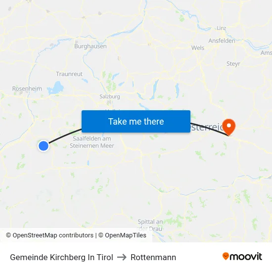 Gemeinde Kirchberg In Tirol to Rottenmann map