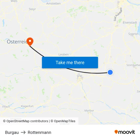 Burgau to Rottenmann map